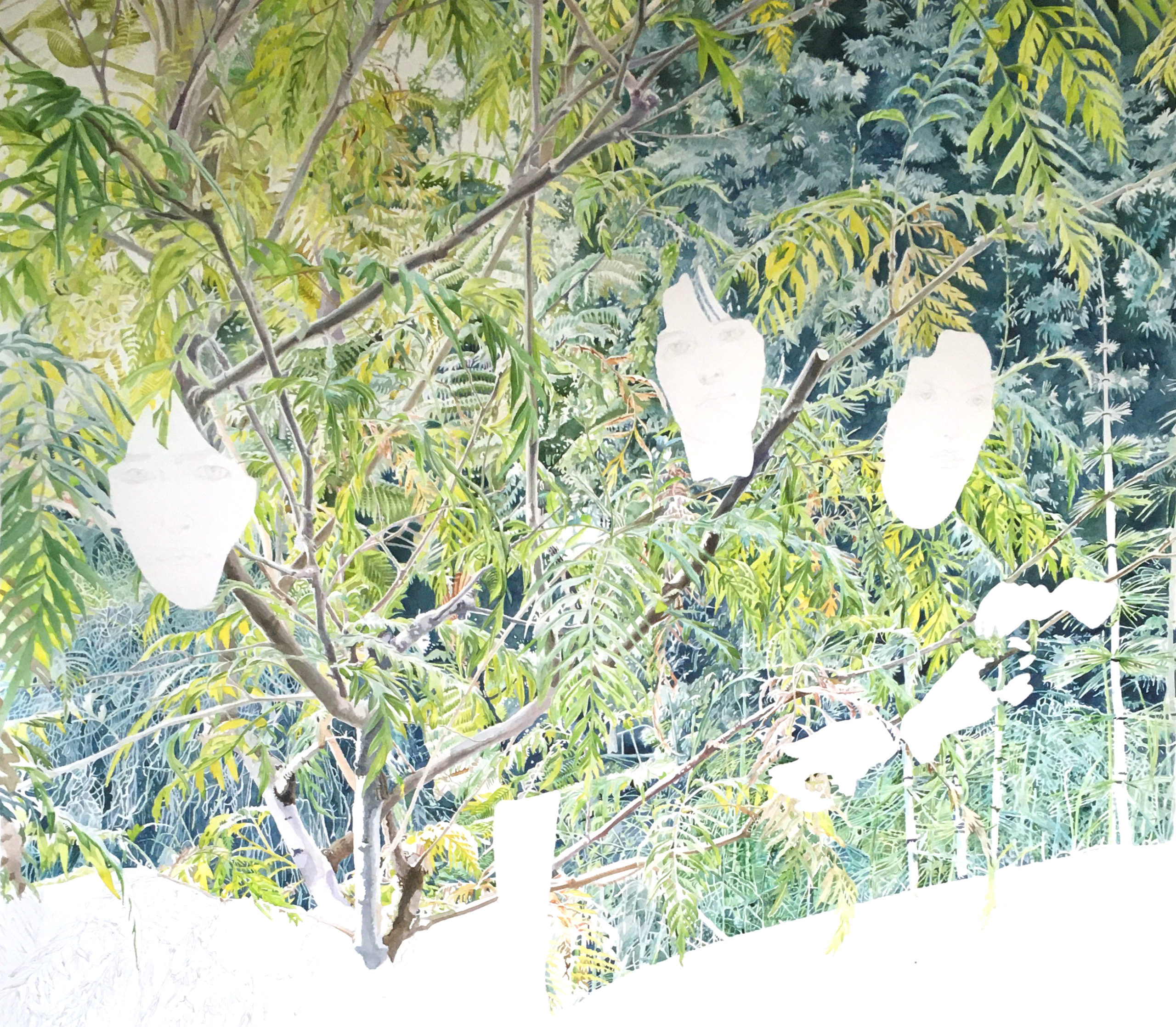 Dans la serre du jardin des plantes Pétronille Remaury artiste peintre plasticienne femme française contemporaine Essonne