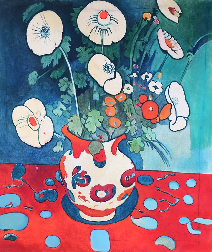 Peinture Acrylique bouquet de fleur fantasmagorique Petronille Remaury artiste femme peintre plasticienne Essonne écologie art engagé éco-artiste